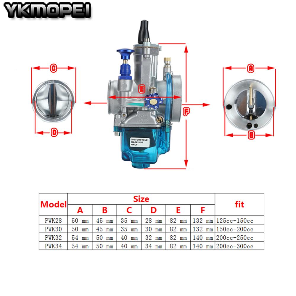 Carburador PWK para motor de motocicleta 2T/4T, 28, 30, 32 y 34mm, con Power Jet