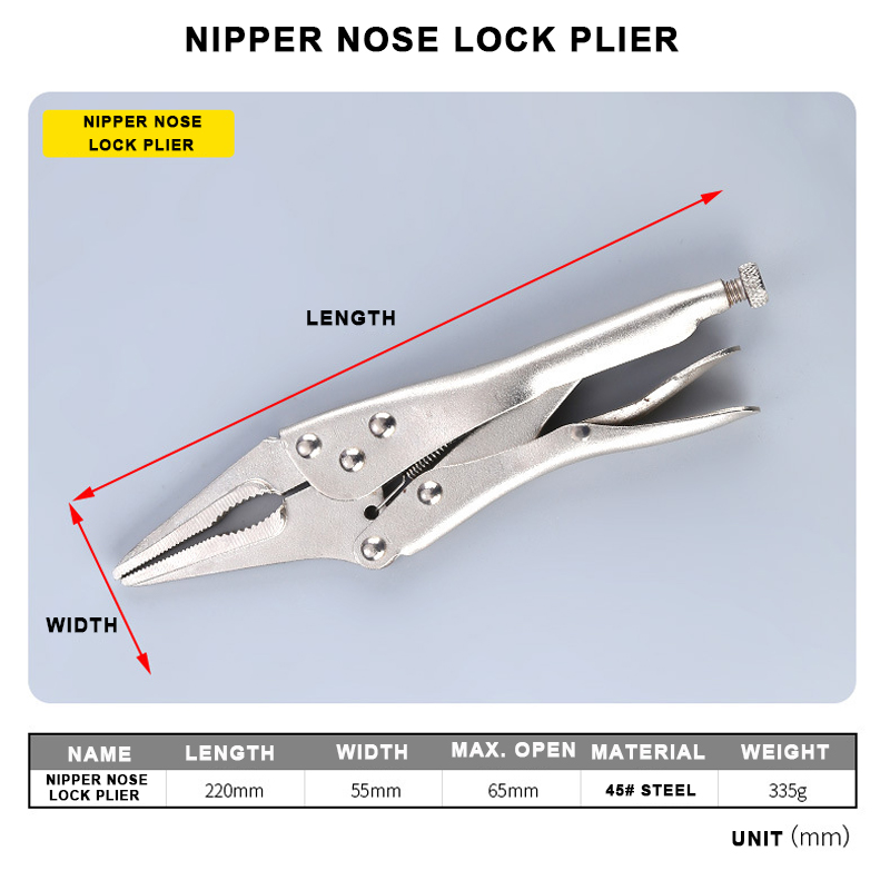 Locking Pliers Fix Locator C Clamp Pincer Grips Ground Mouth Woodwork Grip Vise Lock Plier Clamping Hand Tools Weld Clip Tool: Long Nose Lock