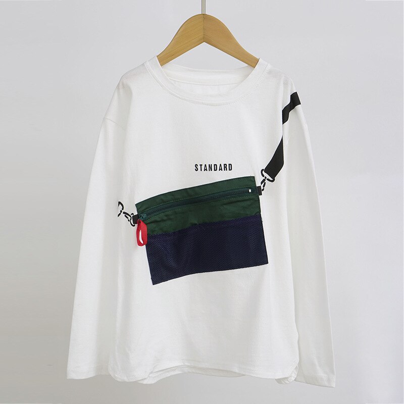 Blusa de manga larga para niña adolescente, camisa azul vaquera a la para niño, Tops holgados informales que combinan con todo, prendas de vestir exteriores 12 13 14 años: Blanco / 140cm