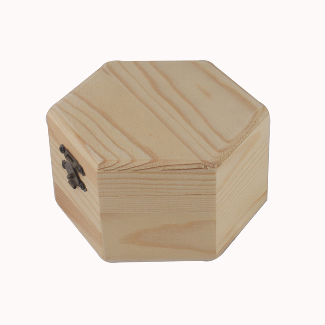 1Pc Hexagonal Wooden Box Storage Box Wooden Hexagonal Shaped 9*8*4cm 12*10.5*6.5cm Jewelry Box Wedding Favors Box Holder