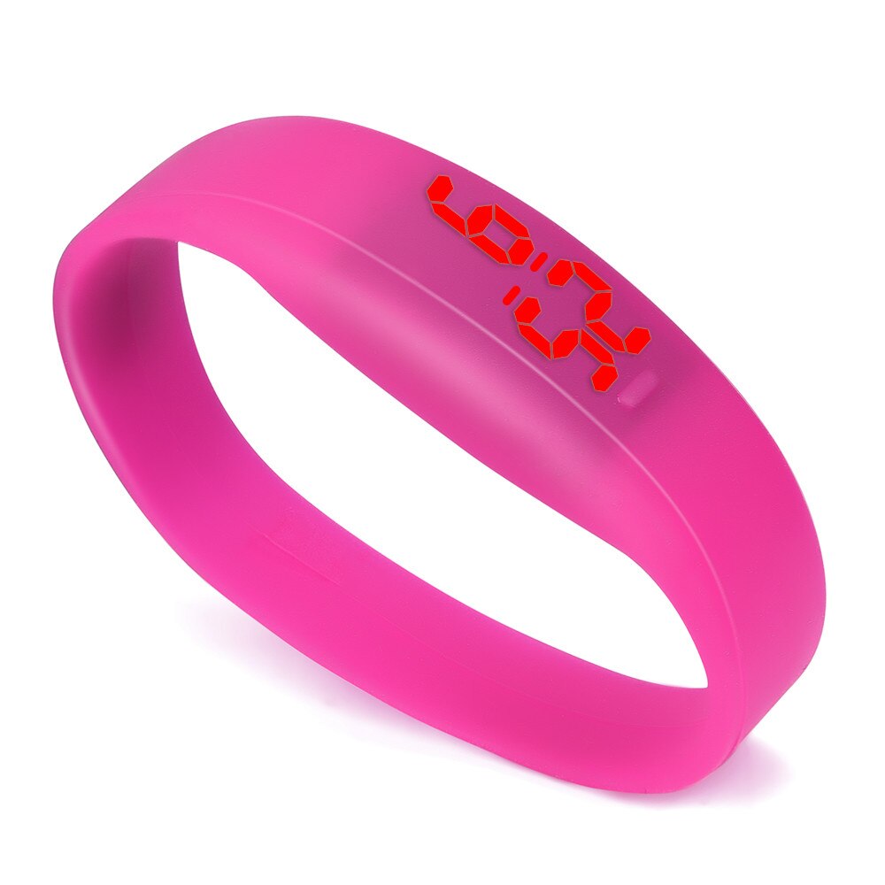 Digital LED Sport Uhr Unisex Silikon Band Handgelenk Uhren Männer Frauen Casual Sport Digitale Stoppuhr Für Kinder Jungen: Hot Pink