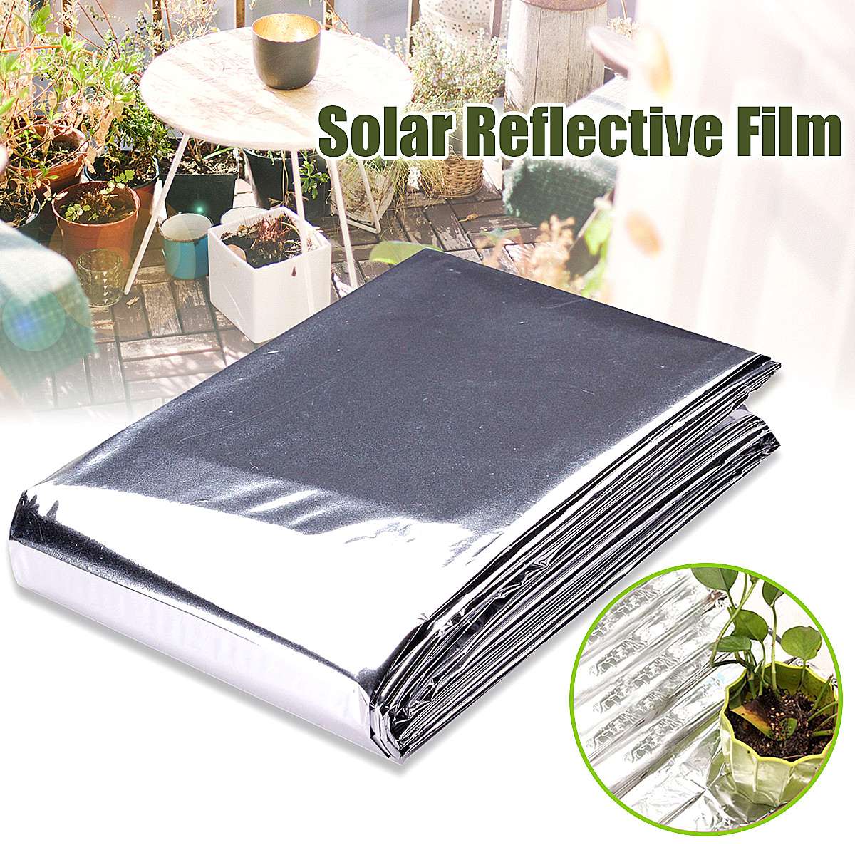 Stil sølv plante reflekterende film drivhus reflektans belegg plantedeksel hageplante vokse lys tilbehør 210 x 120cm