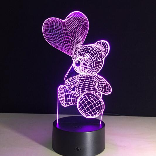 Valentinstag 3D Lampe LED-nachtlicht 7 Farben Tisch lampe Wohnkultur Birne berühren Sensor Luminarias für Frau: Liebe 1