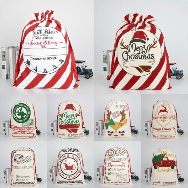 11 Kleuren Xmas Grote Kerst Kousen Zakken Sacks Hessische Santa Cadeau Zak Decoratie Zak Candy Opslag Tasje