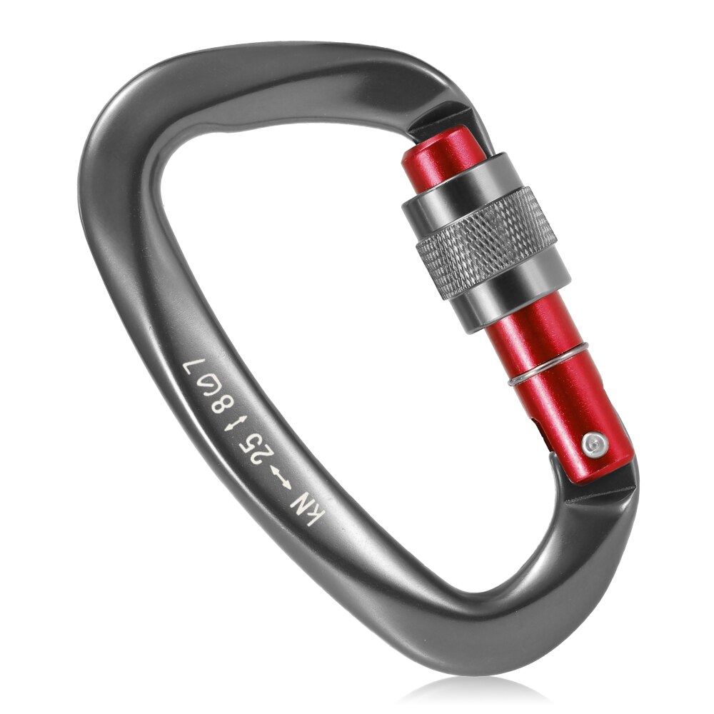 25KN D-form Schraube Locking Tor Karabiner Duty Schnalle Pack D-ring Karabiner Klettern Abseilen Canyoning Hängematte Locking clip