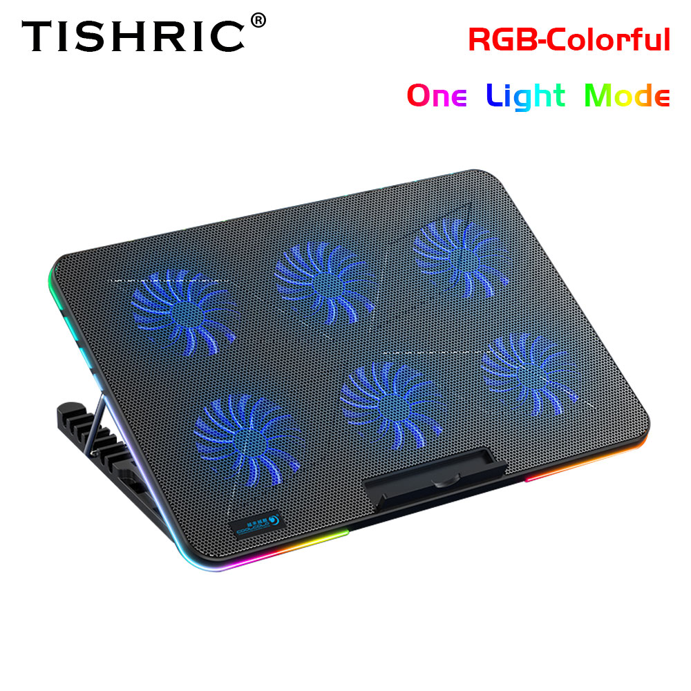 Laptop Cooler Laptop Cooling Pad 6 Quiet Fans High-speed Cooling Supports Laptop Accessories Cooler Notebook Base Radiator: Gold