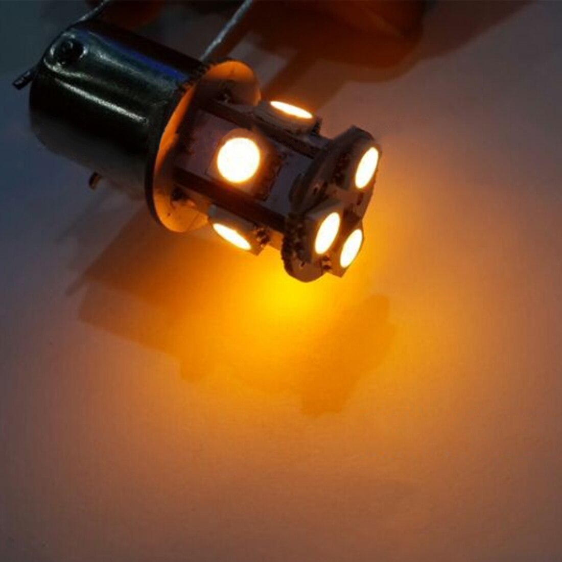 2 Pcs BA15S R5W 1156 5050 8SMD Led Auto Led Turn Parking Signaal Lichten Rem Achterlichten Auto Achter Reverse lampen Dc 12V: Geel