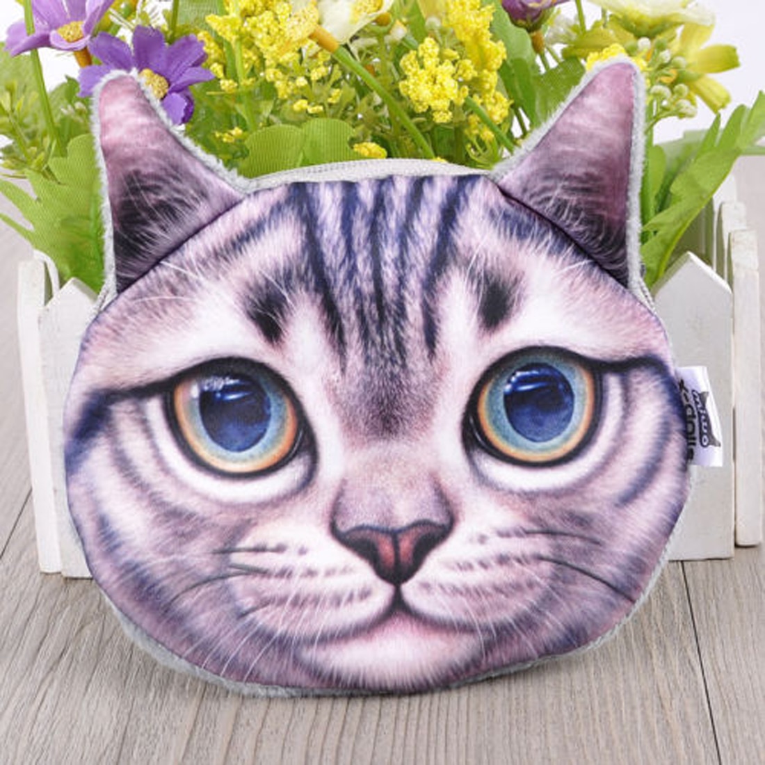 Neue 3D Tier Druck Katze Gesicht Zipper Fall Kinder Geldbörse Dame Nette Brieftasche Tasche Frauen Mädchen Make-Up Buggy Tasche