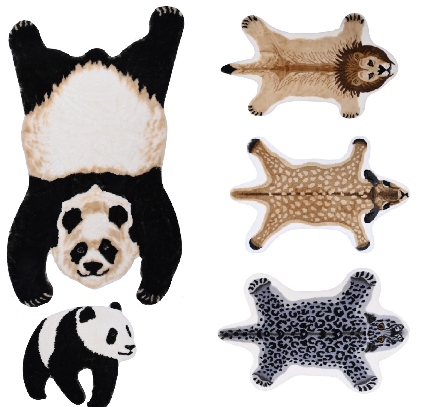 Rug Panda Leopard Tiger Giraffe Lion Shape Carpet Antiskid Carpet Furry Fluffy Bedroom Living Pad