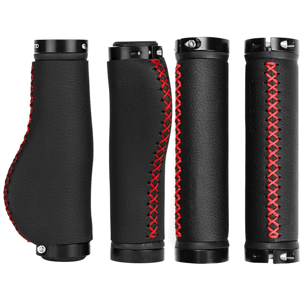 Bike Handlebar Ergonomic Fiber leather Mountain Bike Grips Non-slip Aluminum Lock for Bicycles Parts Accessories
