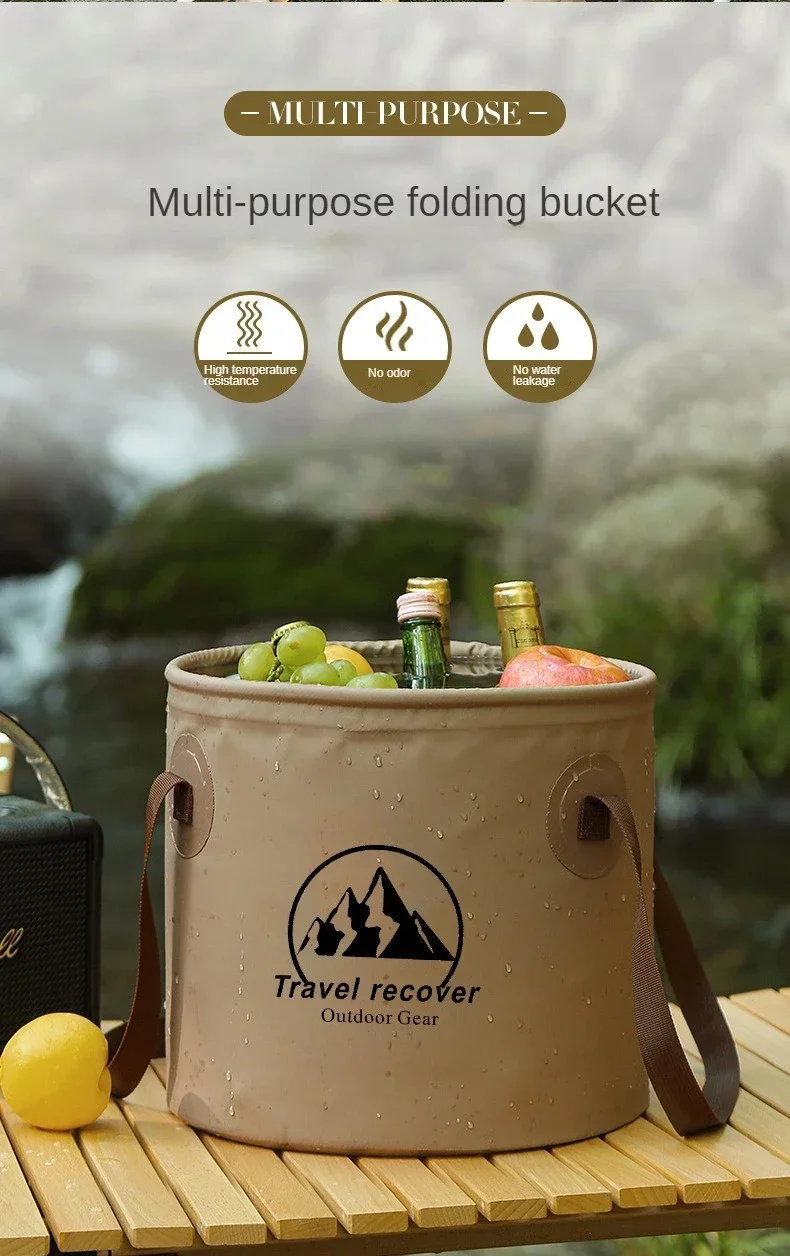 Folding Bucket Waterproof Foldable WaterSink Bucket Portable Travel Foldable BasinCamping Hiking Fishing Storage Bucket