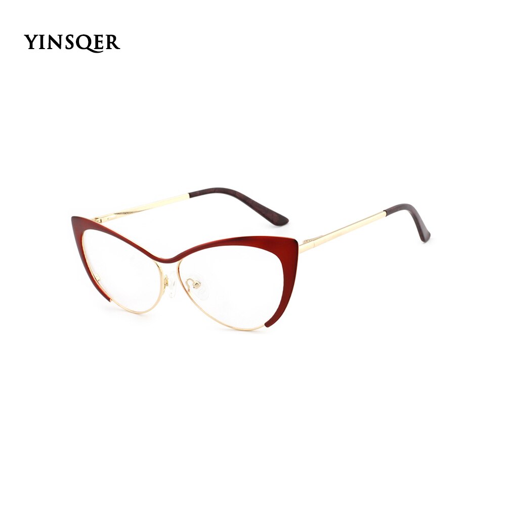 YINSQER miope mujeres montura de gafas de Ojos de gato marco claro de anteojos hombres dioptrías gafas miopía Vintage gafas redondas