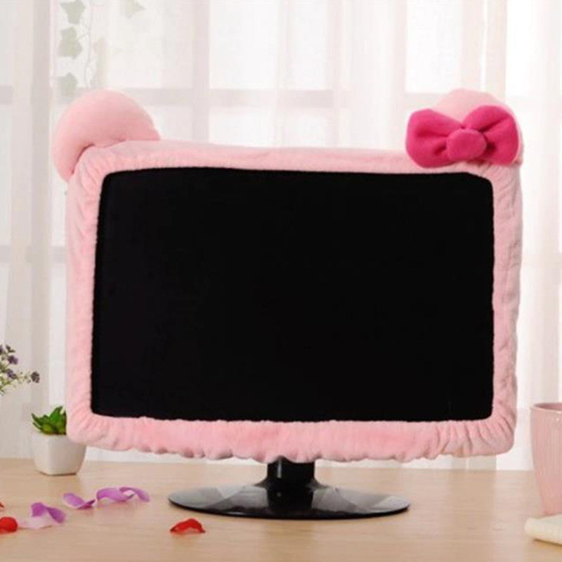 Cute Dust-proof Computer Surrounding Notebook Monitor Decor Protective Cover: Pink