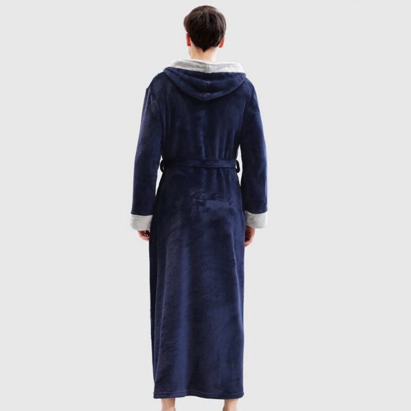 Männer Plus Größe extra Lange Warme Flanell Pelz Bademantel Herren Winter Nachtwäsche Männliche Mit Kapuze Schlecht Kleid Frauen Korallen Dressing Kleid