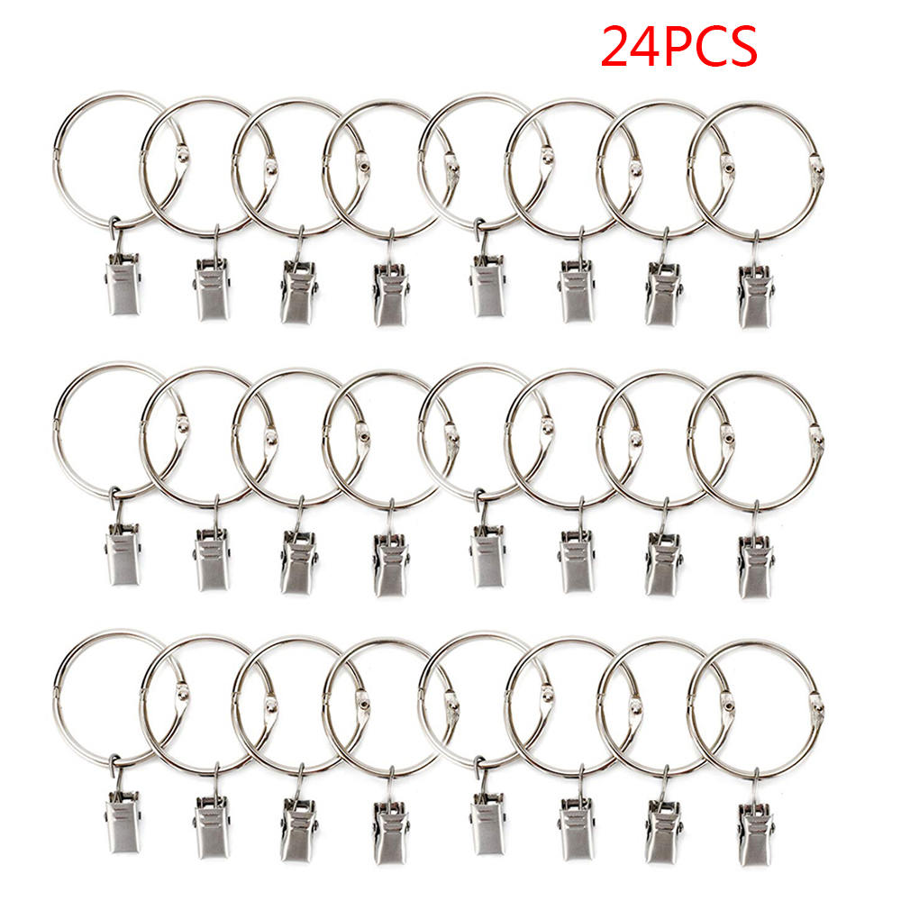 24pcs Metal Snap Ring Curtain Buckle Simple with Opening Multifunction Hooks Hanger Racks Household Supplies