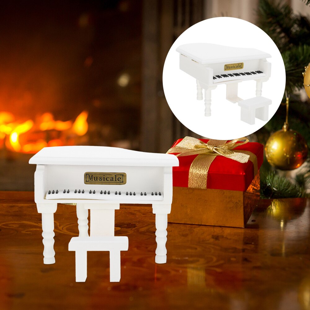 1Pc Desktop Piano Box Adornment Mini Wooden Piano Melody Box