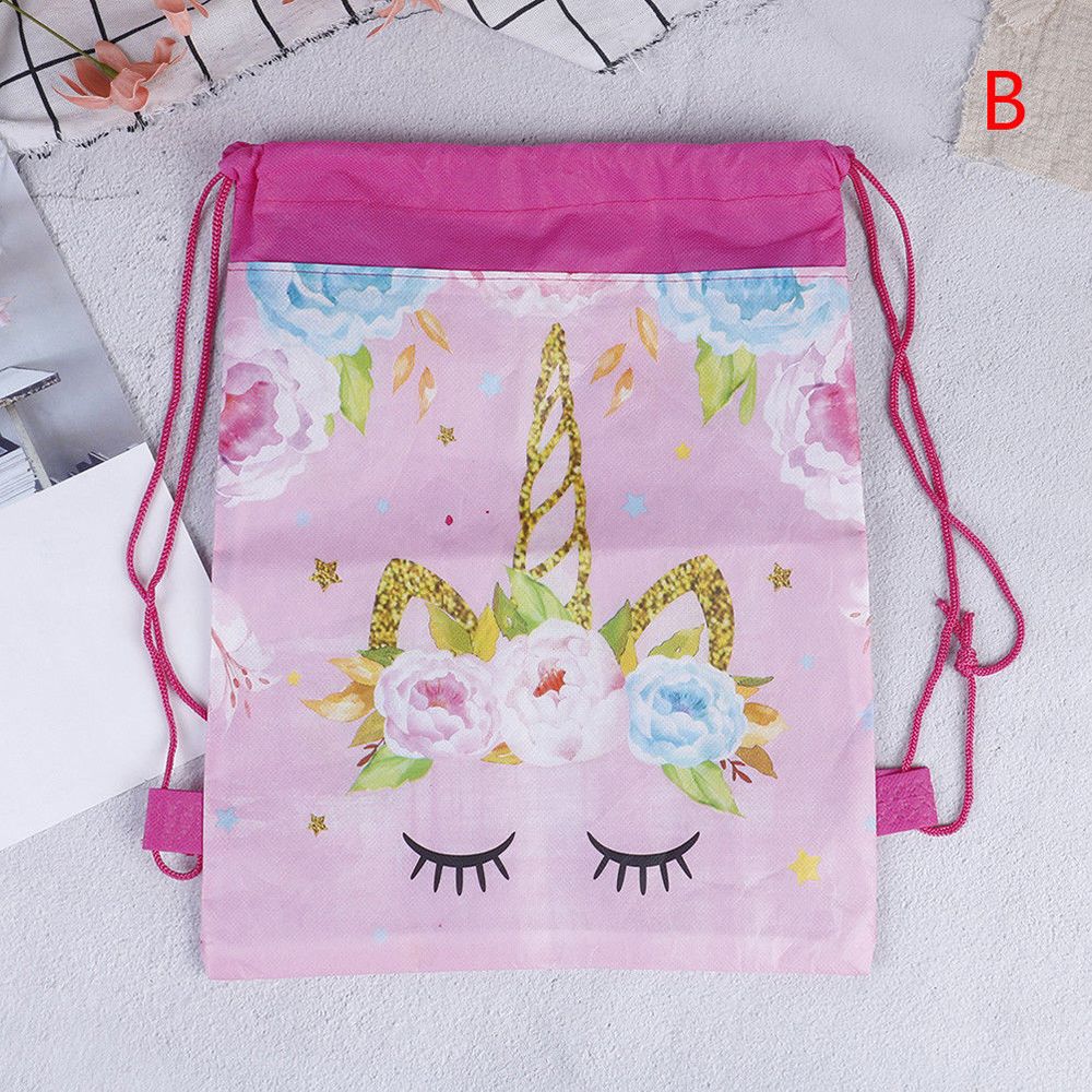 Unicorn Drawstring bag for Girls Travel Storage Package Cartoon School Backpacks Children Birthday Party Favors: F