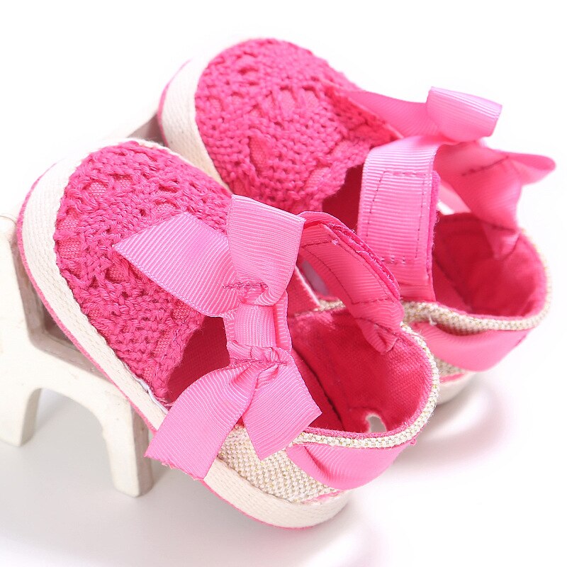 Belle enfant en bas âge princesse premiers marcheurs bébé filles enfant Prewalker chaussures à semelle souple robe à nœud chaussures à tricoter bébé chaussures