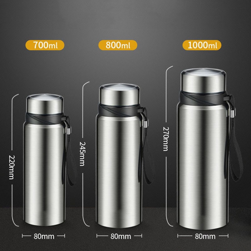 700/800/1000ml företagsvakuumflaskor i rostfritt stål, bärbar isolerad kopp termosflaska kafferesemugg
