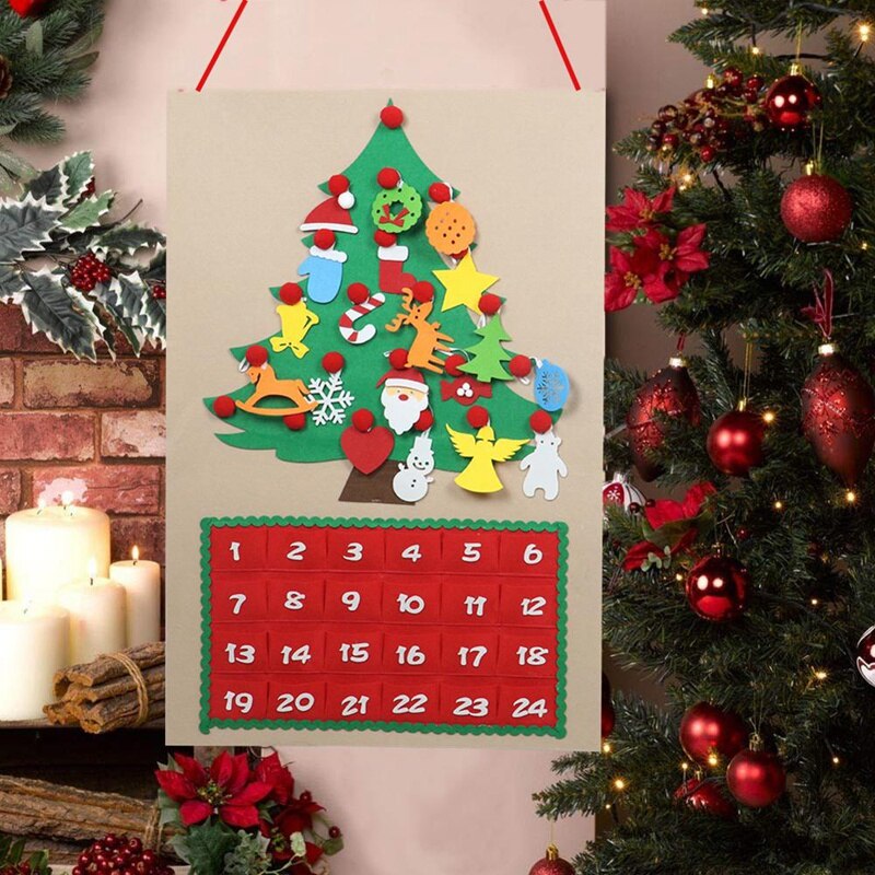 Christmas Tree Felt Advent Calendar Countdown To Christmas Homemade Advent Calendar Party Decoration