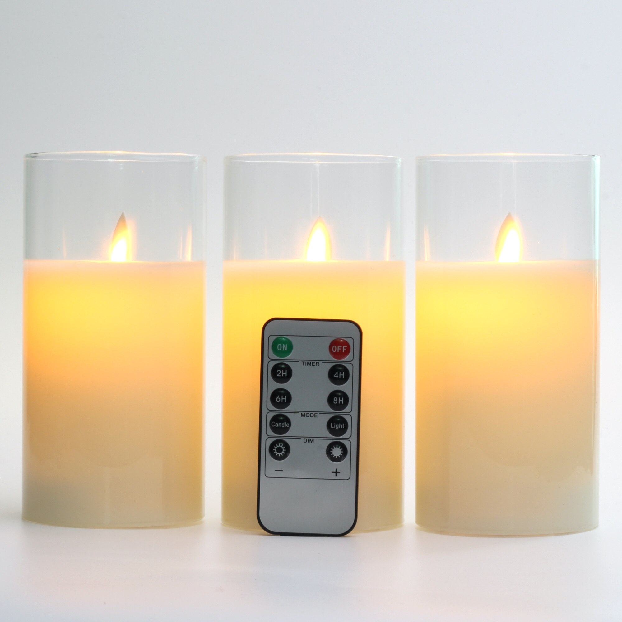 Flammenlose Kerzen Glas Echt Wachs Säulen &Ampere; ziehen um Flamme Docht LED Kerzen und 10-Schlüssel Fernbedienung mit Timer, batterie Betrieben: 3Stck (6 Zoll)