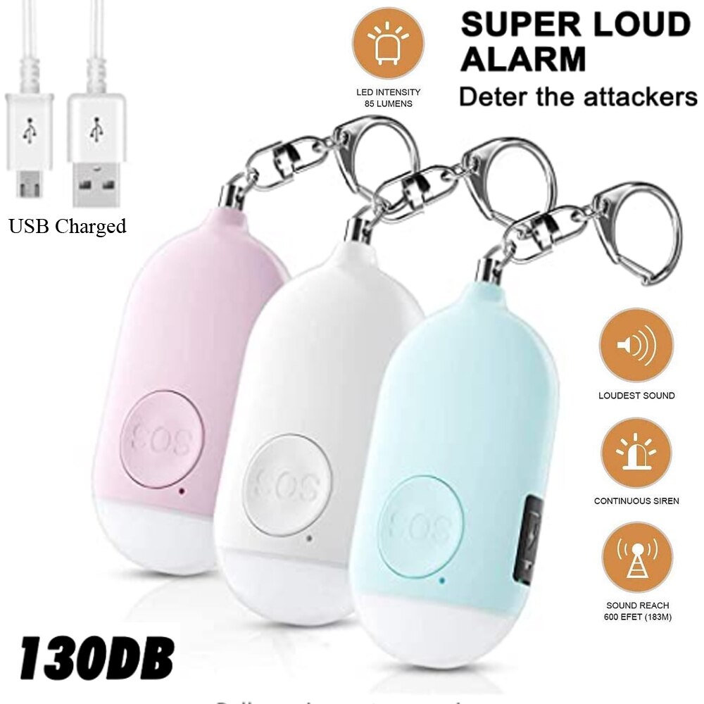 La Sécurité Alarme D'autodéfense Sirène-Portable pour Les Femmes w/SOS LUMIÈRE LED & mousqueton Aide des Aînés Et enfants Appel D'urgence