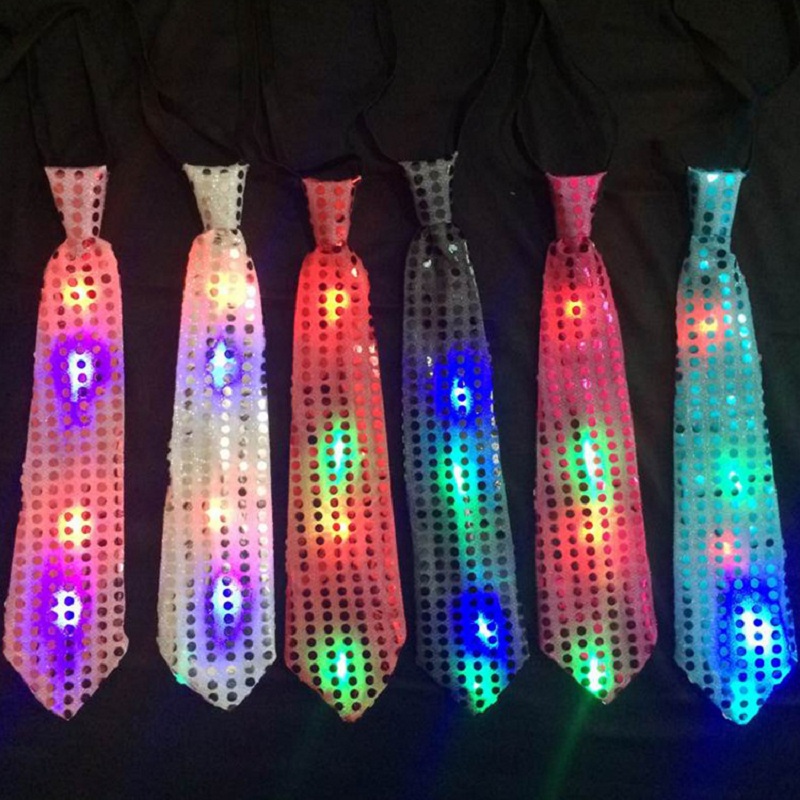 Mens Ties Boys Bowtie LED Flashing Light Up Sequin Necktie Christmas Party Club Bar Women Bow Tie Wedding