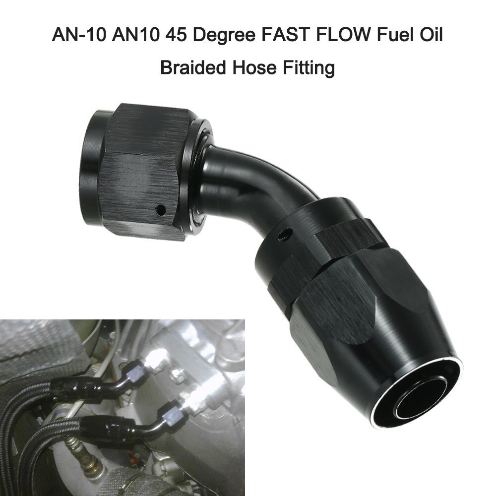 Een-10 AN10 Rechte 45 Graden Swivel Ptfe Brandstof Olie Gevlochten Slang Fitting 10 Een Gevlochten Slang Fitting An10 45 Graden