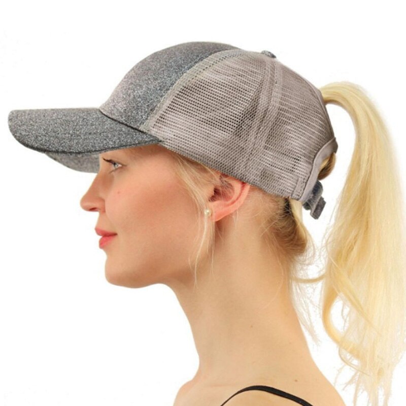 Glitter Ponytail Baseball Cap Women Snapback Hat Mesh Caps Messy Bun Summer Hat Female Hip Hop Hats Casquette: 08