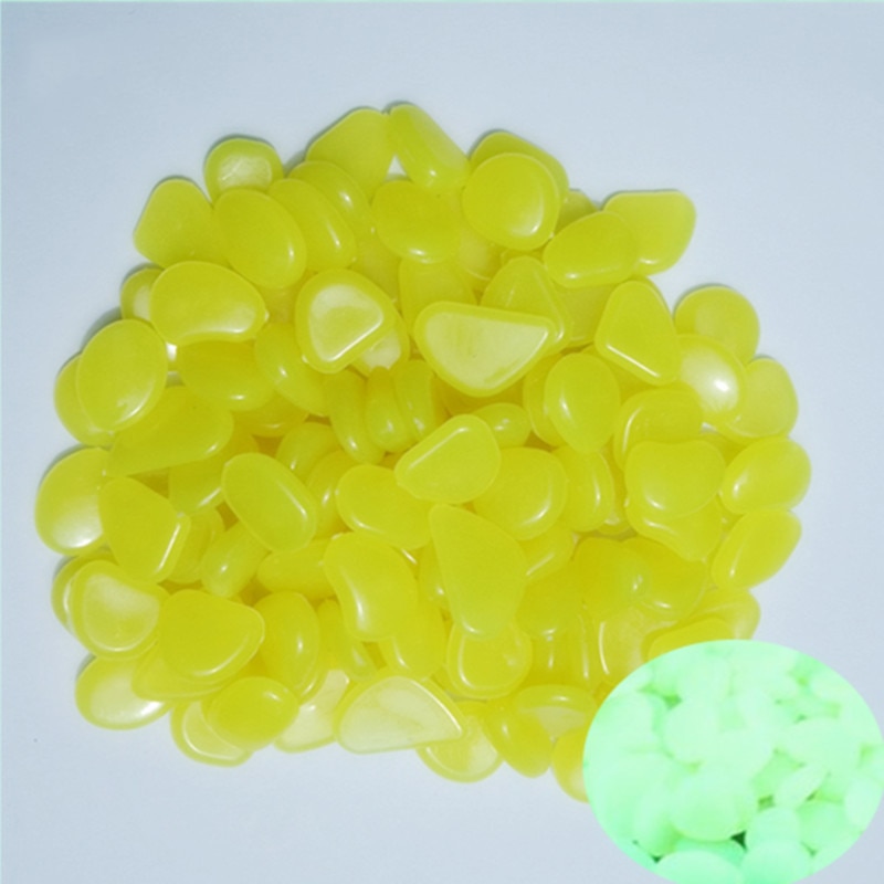Piedras fluorescentes para pecera de jardín, accesorios de decoración de piedra luminosa para acuario, piedras brillantes en la oscuridad, , 10 Uds.: 10PCS Yellow