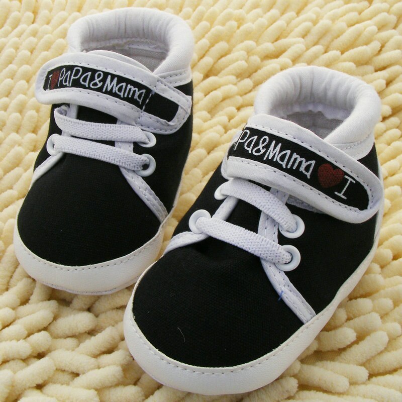 Pasgeboren Baby Jongens Meisjes Schoenen I Love PaPa & MaMa Brief Gedrukt Canvas Zachte Bodem Mocassins Schoeisel 0-18M Peuter Eerste Wandelaars