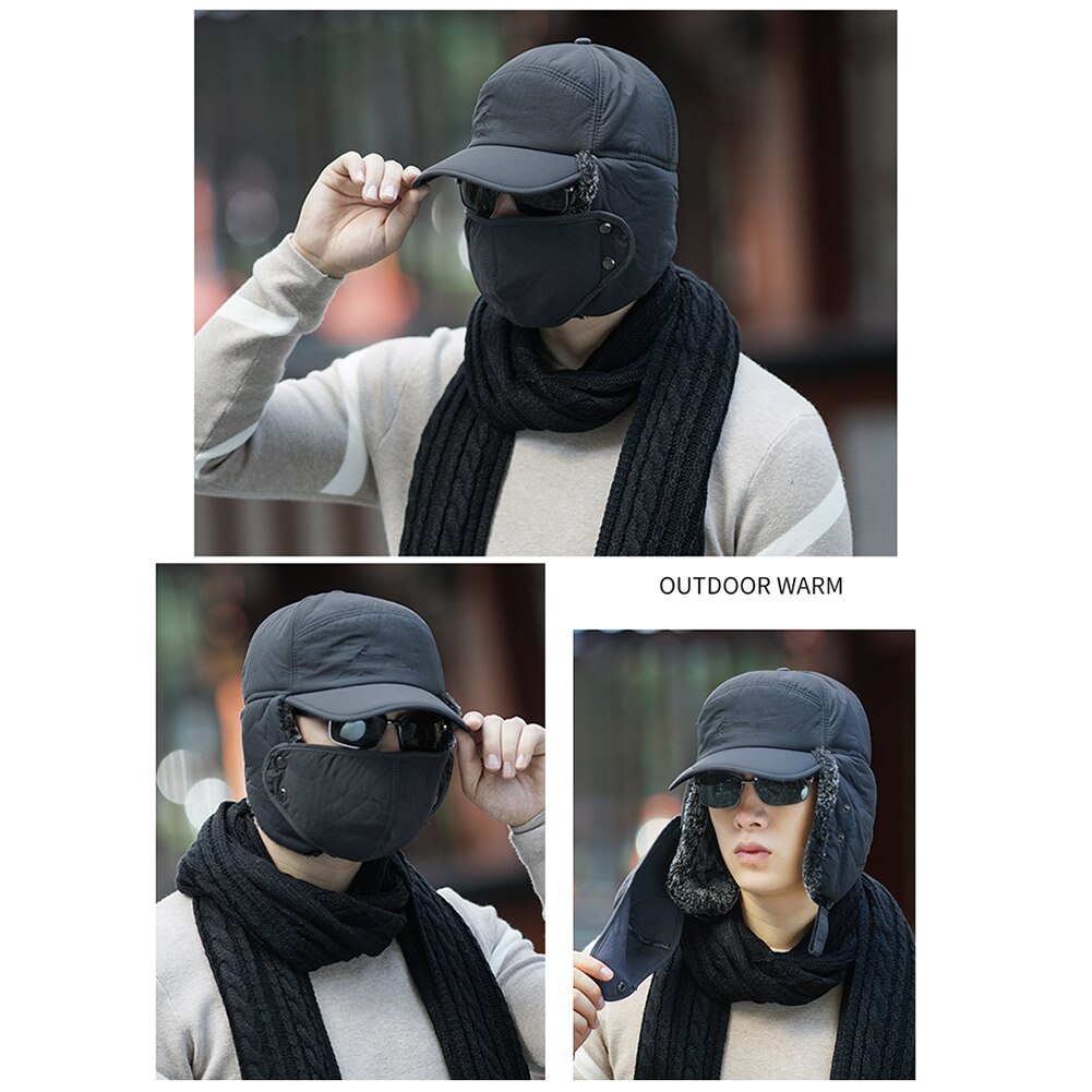 Bomber hoeden piloot trapper trooper hoed winter imitatie konijnenbont oorkleppen mannen hoge hoogte berg skiën sneeuw met maskers