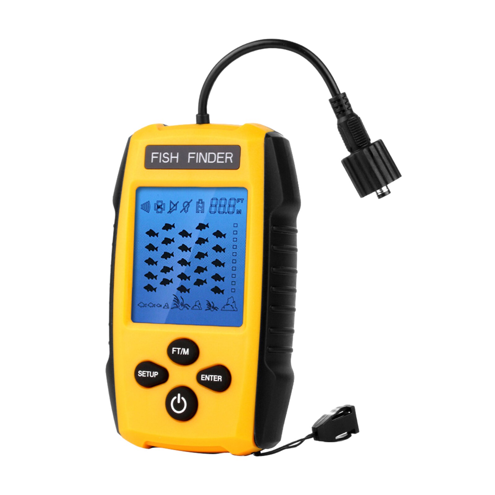 Portable Fish Finder, Water Depth Fishfinder with Wired Sonar Sensor Transducer Fish Finders