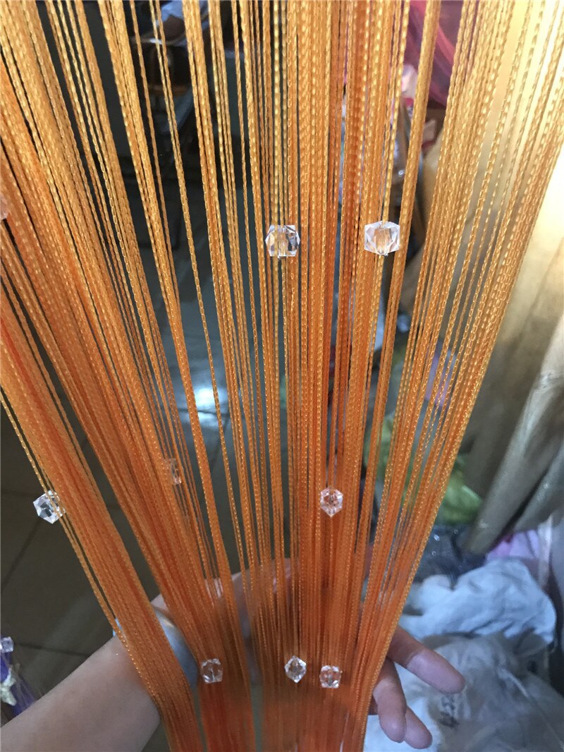 Beaded Curtain String Beads Door Curtains Thread Window Wall Panel Room Divider Doorway Home Living Room Wedding Decor: Orange