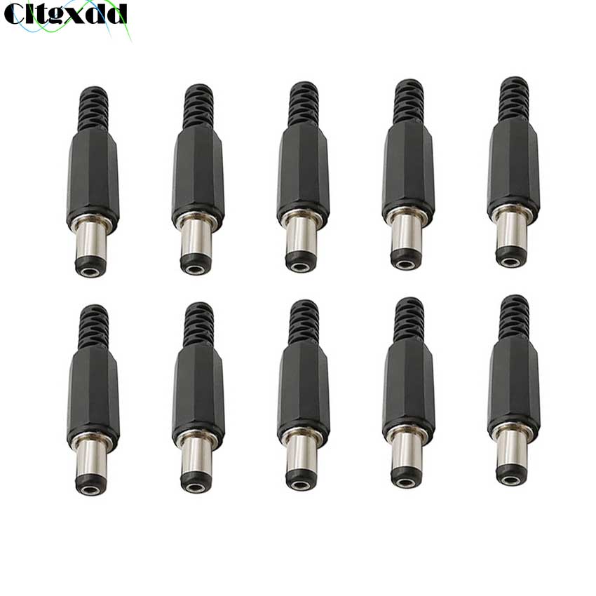 Cltgxdd 10Pcs 12V 3A 5.5X2.5 Mm Plastic Mannelijke Stekkers + Dc Power Jack Female Socket Panel mount Connector 5.5*2.5 Mm: Male Plug