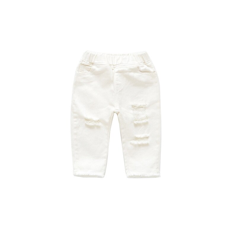 Spring girls white loose ripped jeans toddler kids casual all-match denim pants