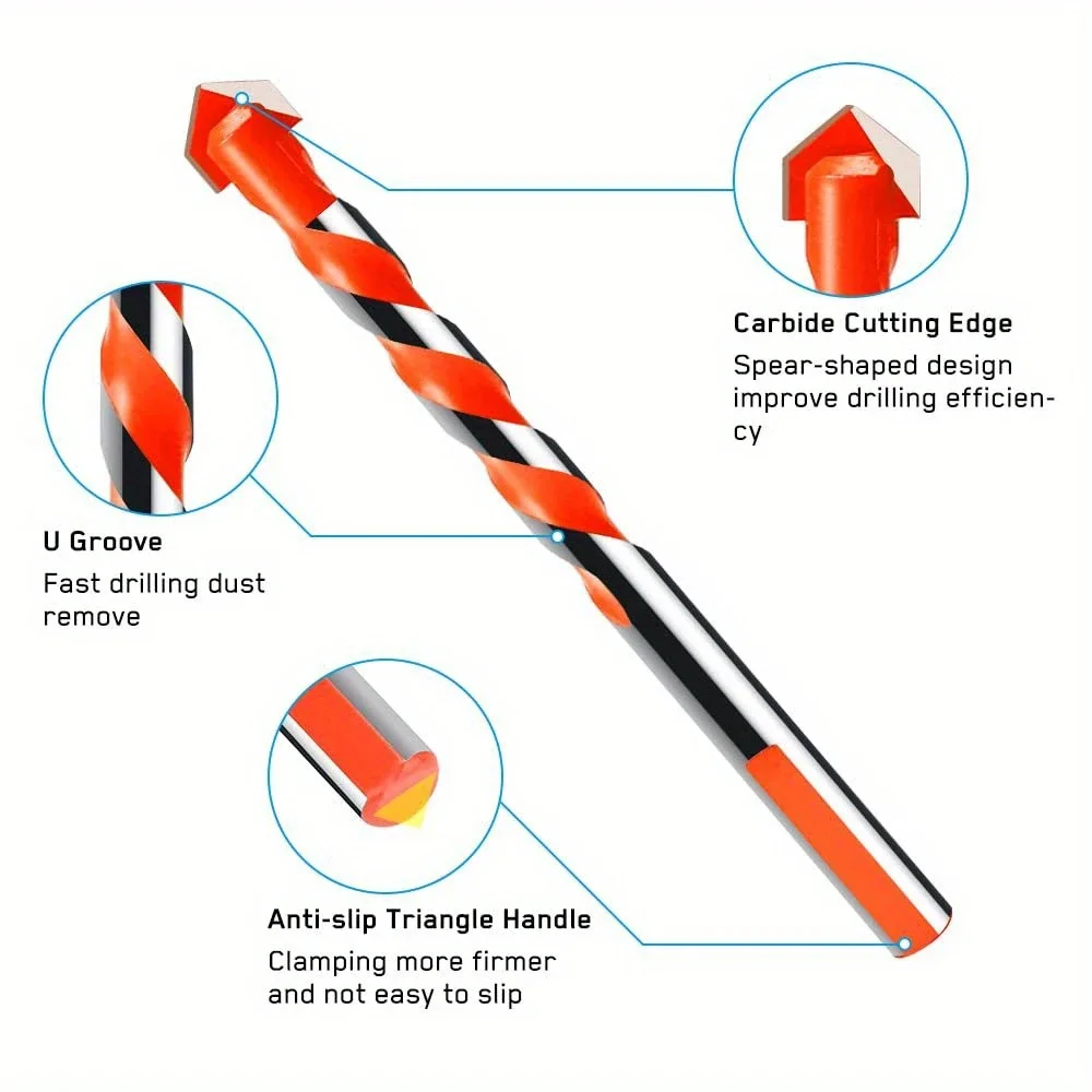 Tungsten Carbide Masonry Drill Bit Set for Metal Steel Porcelain Ceramic Tile Concrete Brick Wood 3-12mm Drilling Tools