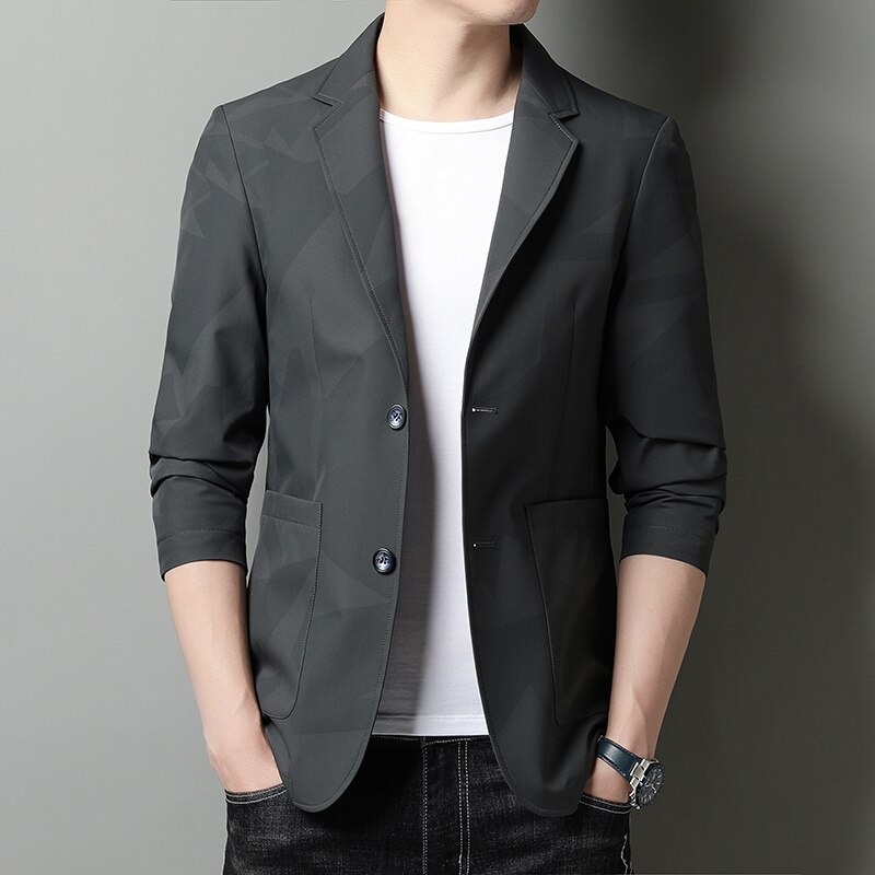 Giacca da uomo autunno business casual piccolo abito nella giacca da uomo snellente giovanile: Gray-green / 170