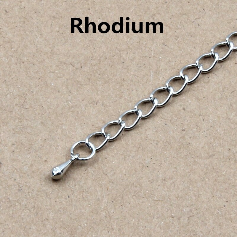 20 unids/lote 50mm extendido extensión cola conector de cadena para hacer joyería pulsera collar Diy suministros: Rhodium