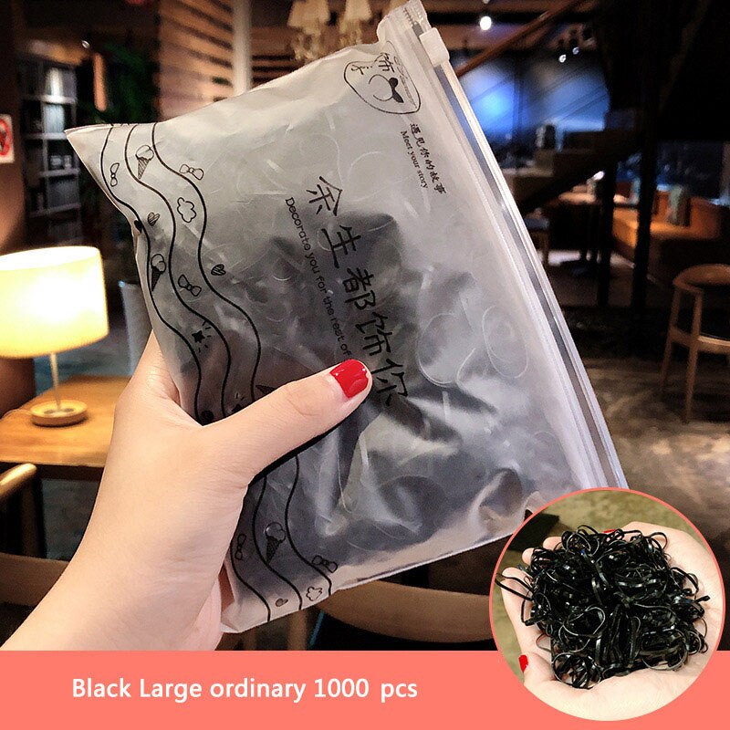 1000 pçs/lote bandas de cabelo elásticas descartáveis crianças meninas bandas de borracha titular rabo de cavalo scrunchie acessórios de cabelo: black 1000pcs