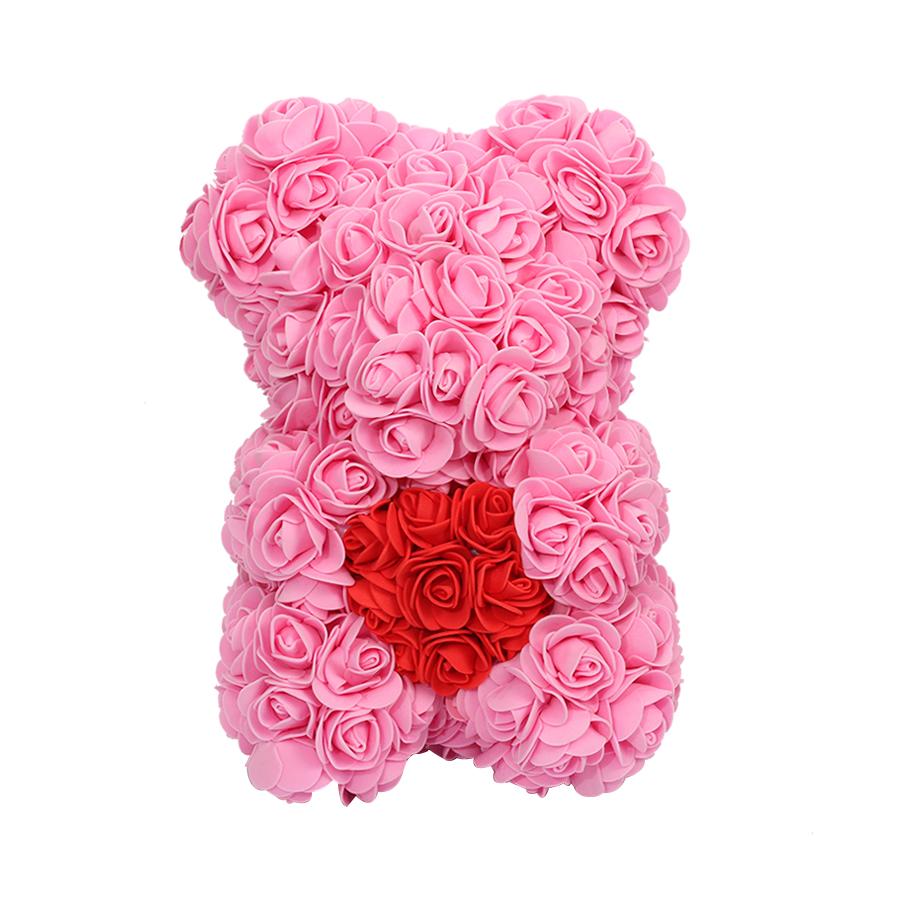 gros pas cher 25cm ours rouge Rose ours en peluche Rose fleur artificielle décoration de noël pour les femmes saint valentin: A11