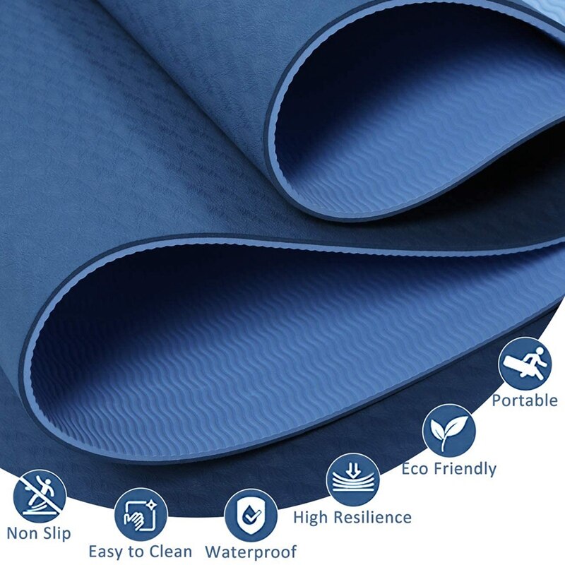 Yoga Mat, Eco Friendly Touw Fitness Oefening Mat Met Draagriem Voor Yoga, Pilates En Floor Exercises-183x61x0.8cm