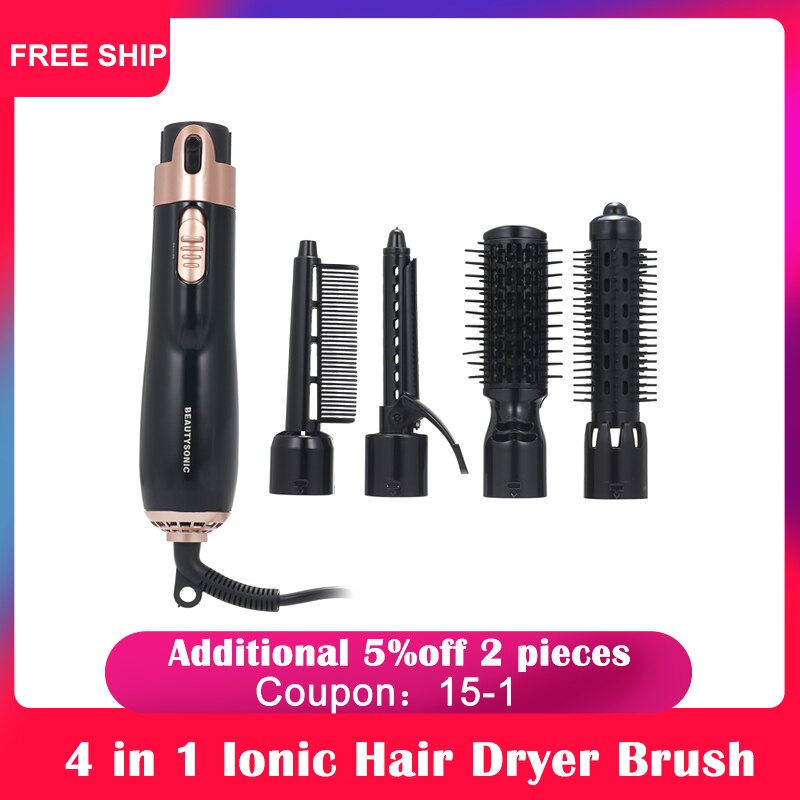4 in 1 Hair Dryer Brush Electric Air Comb Multifunction Hair Straightener Curler Negative Ion Air Comb Hair Styler Tools