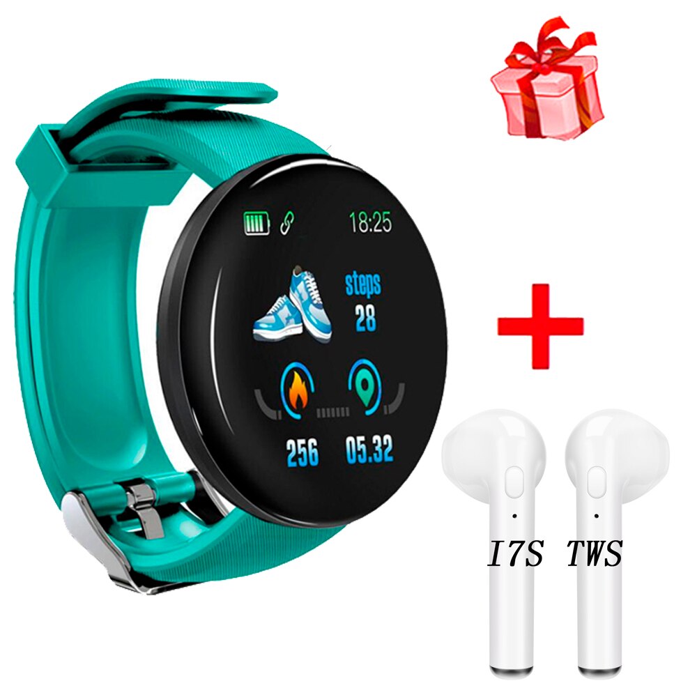 119 Plus Bluetooth Smart Watch Men Blood Pressure Smartwatch Women Watches Smart Band Sport Tracker Smartband For Android: D18 Green i7s TWS