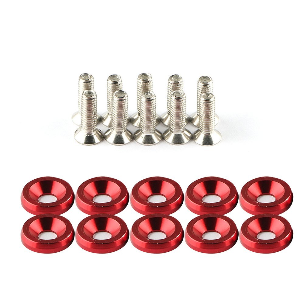 20 Pcs Fender Bumper Washer Bolt Stainless Steel M6x20mm CNC Billet Aluminum Fender Washer Engine Bay Dress Up Kit: Red