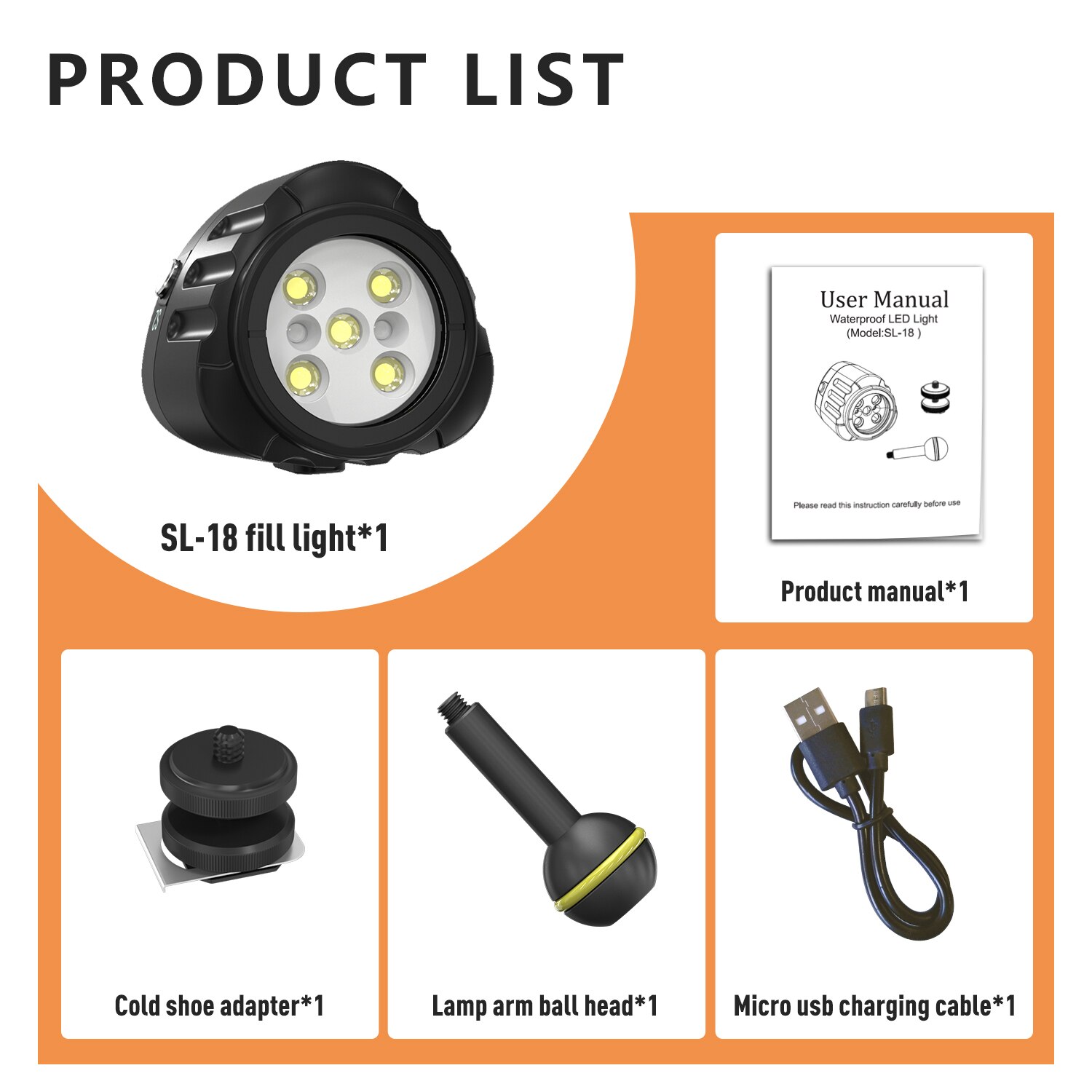 Seafrogs 40 Meter Waterproof Diving Fill LED Light 1000LM Outdoor Photography Lighting For TG 6/5/4 Action Camera And Phone: Default Title