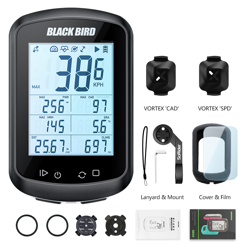 Blackbird-Ordinateur de vélo GPS BB18, compteur de vitesse sans fil, cycle de cyclisme, odomcirculation, compteur de vitesse de vélo, capteur XOSS, moniteur: Violet