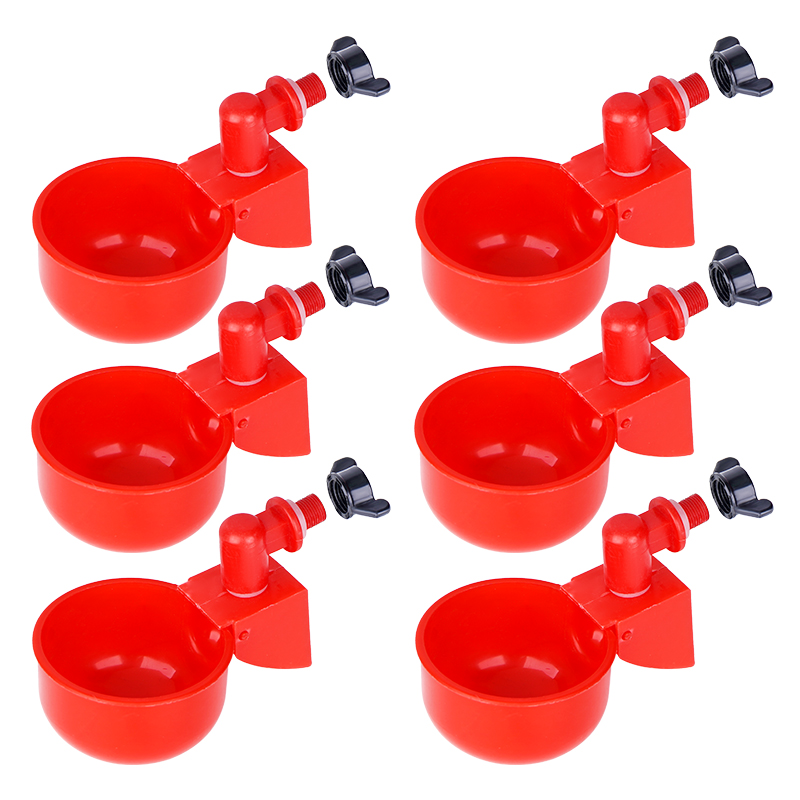 Bebedero para pollos, taza para aves de corral, bebedero automático para pollos, bebedero de plástico para aves de corral, alimentador de agua potable para pollitos y patos, 6 uds.: Negro