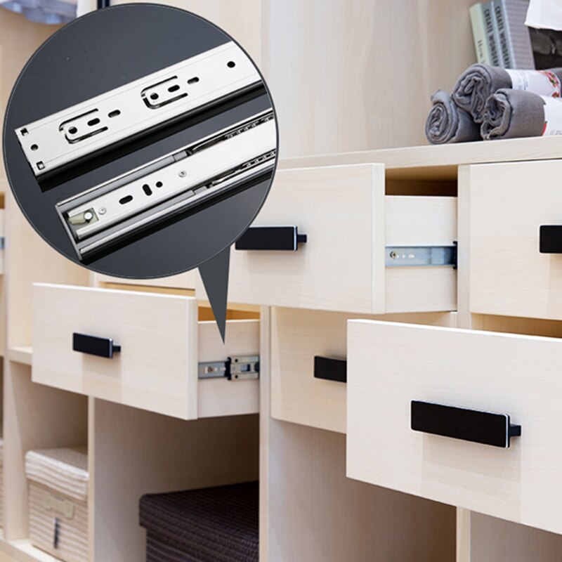 8"-22" Stainless Steel Drawer Slider Soft Closed Drawer Track Sliding Three-Section Cabinet Slider Furniture Hardware Damping
