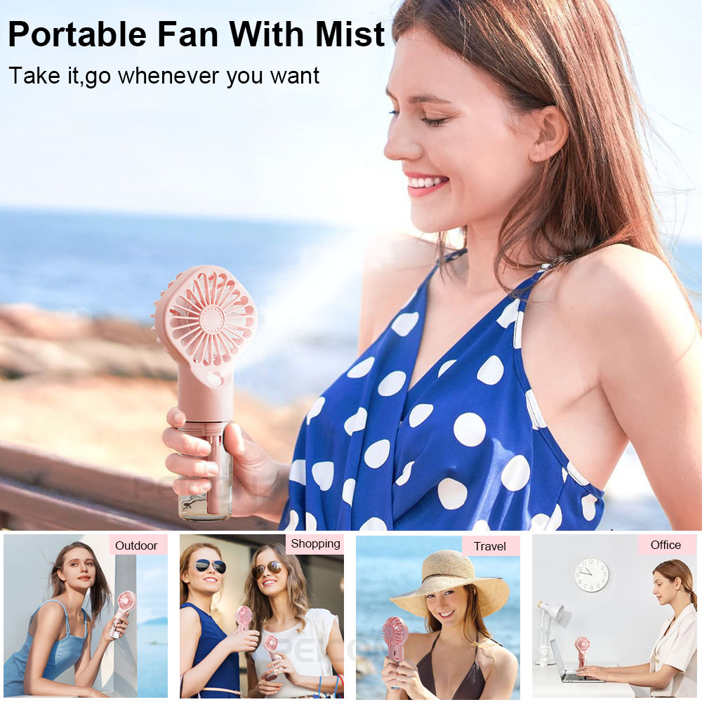 modellen Handheld Mini Fan USB Oplaadbare Draagbare Luchtbevochtiger Mist Cooler Cooling Spray Luchtbevochtiger Fan Voor Home Office Dorm